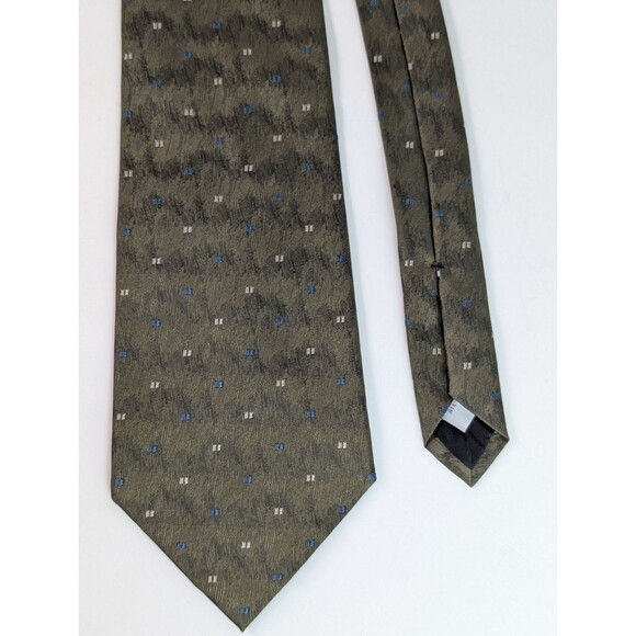 Embassy Row Silk Tie Green Wavy Pattern Men Necktie USA - Picture 1 of 7